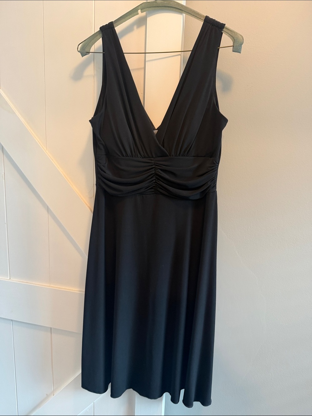 Speechless Black V-Neck Ruched Empire Midi Dress